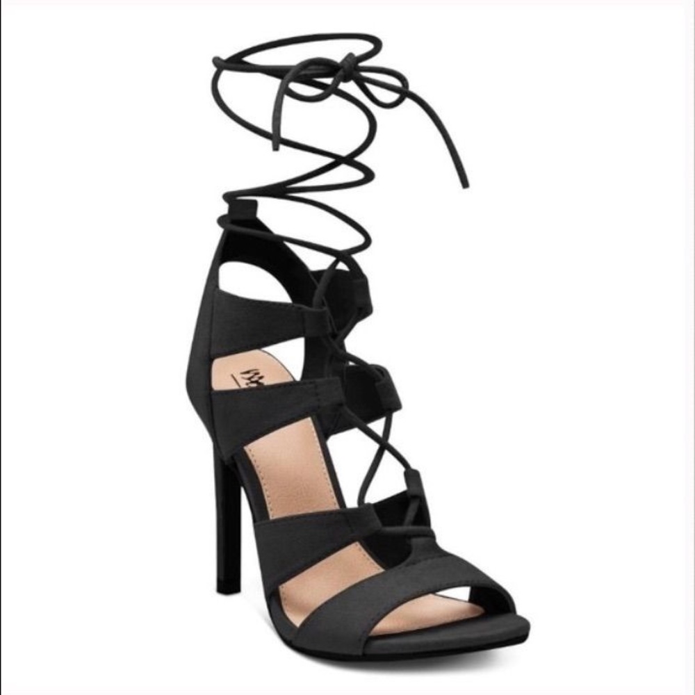 Suede Black Lace Up Heels